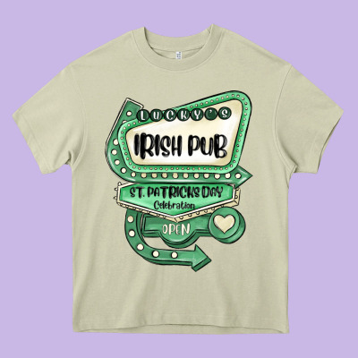 St Patricks Day ırısh Pub Heavy Core Tee Designed By Maliassmallbusiness