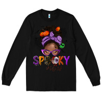 Black Spooky vibes afro messy bun Long Sleeve Tee - NancyCooperArtShop