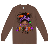 Chestnut Spooky vibes afro messy bun Long Sleeve Tee - NancyCooperArtShop
