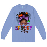 Colony Blue Spooky vibes afro messy bun Long Sleeve Tee - NancyCooperArtShop