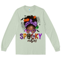 Matcha Spooky vibes afro messy bun Long Sleeve Tee - NancyCooperArtShop