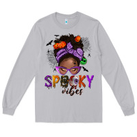Moon Dust Spooky vibes afro messy bun Long Sleeve Tee - NancyCooperArtShop