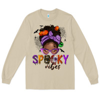 Mushroom Spooky vibes afro messy bun Long Sleeve Tee - NancyCooperArtShop