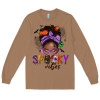 Toasted Coconut Spooky vibes afro messy bun Long Sleeve Tee - NancyCooperArtShop