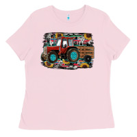 Bubblegum Pink western tracktor Ladies Tee - RanaPortraitStore