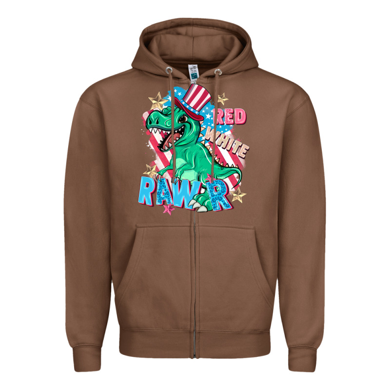 Red White Rawr Zipper Hoodie by FaDigitalArtStudio | Teevron