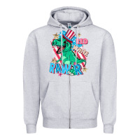 Heather Grey Red white rawr Zipper Hoodie - FaDigitalArtStudio