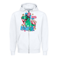 White Red white rawr Zipper Hoodie - FaDigitalArtStudio