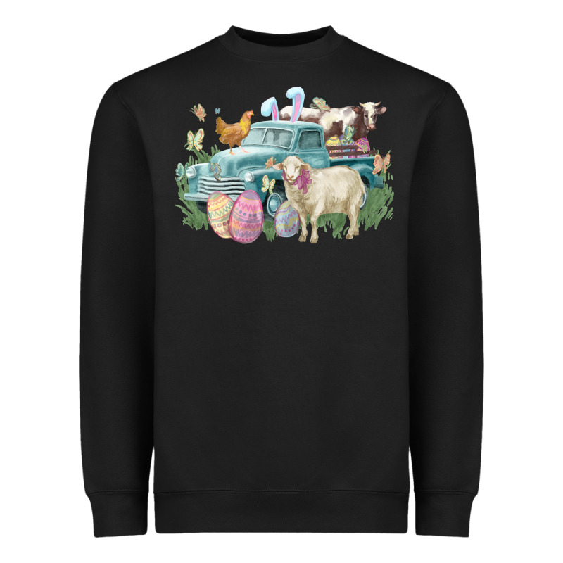 Easter Truck Farm Animals Easter Day Heavyweight Sweatshirt by HowdyJamesFarm | Teevron
