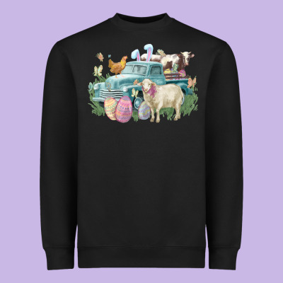 Easter Truck Farm Animals Easter Day Heavyweight Sweatshirt Designed By Howdyjamesfarm