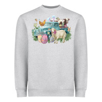 Heather Grey Easter truck farm animals Easter Day Heavyweight Sweatshirt - HowdyJamesFarm