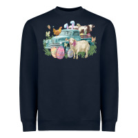 Navy Easter truck farm animals Easter Day Heavyweight Sweatshirt - HowdyJamesFarm