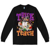 Black Trick or teach Halloween Long Sleeve Tee - NancyCooperArtShop