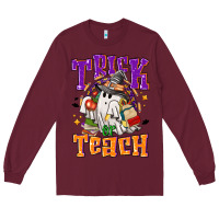 Burgundy Trick or teach Halloween Long Sleeve Tee - NancyCooperArtShop