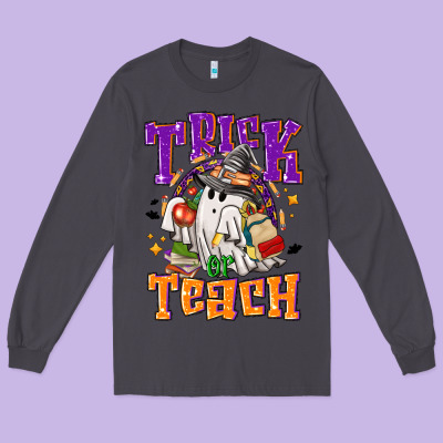 Trick Or Teach Halloween Long Sleeve Tee Designed By Nancycooperartshop