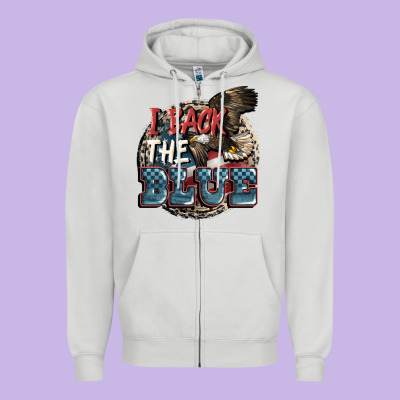 I Back The Blue Zipper Hoodie Designed By Fadigitalartstudio