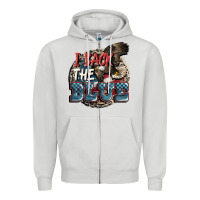 Dove Grey I back the blue Zipper Hoodie - FaDigitalArtStudio