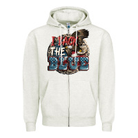 Oatmeal Heather I back the blue Zipper Hoodie - FaDigitalArtStudio