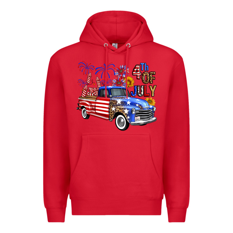 Western Truck Fourth Of July America Premium Hoodie by FaDigitalArtStudio | Teevron