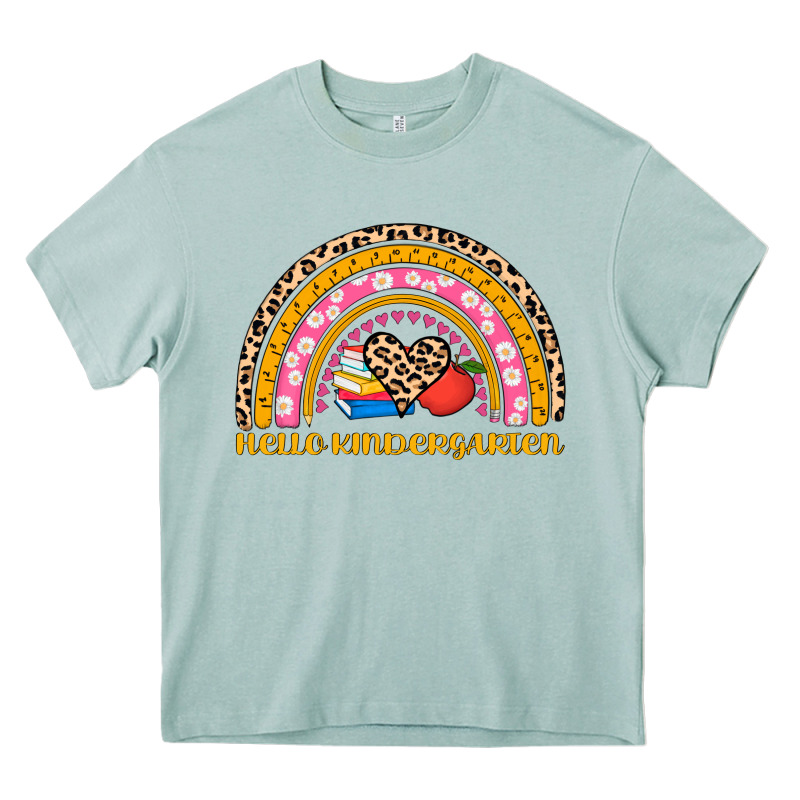 Back To School Rainbow Hello Kindergarten Heavy Core Tee by AdoDesignShop | Teevron