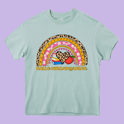 Back To School Rainbow Hello Kindergarten Heavy Core Tee Designed By Adodesignshop
