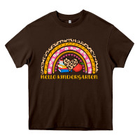 Chocolate Brown back to school rainbow hello kindergarten Heavy Core Tee - AdoDesignShop