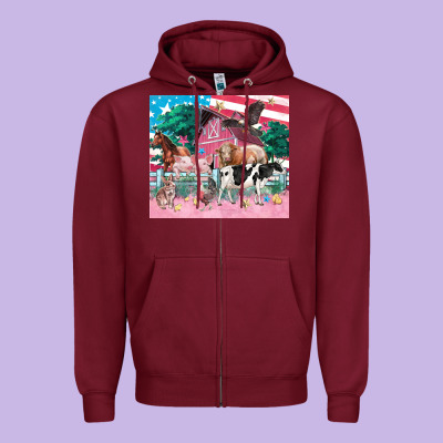 American Farm Animals Tumbler 4th Of July Zipper Hoodie Designed By Fadigitalartstudio