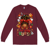Burgundy one merry nurse afro messy bun Long Sleeve Tee - texasbilliewilder