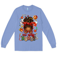 Colony Blue one merry nurse afro messy bun Long Sleeve Tee - texasbilliewilder