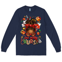 Navy one merry nurse afro messy bun Long Sleeve Tee - texasbilliewilder