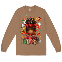 Toasted Coconut one merry nurse afro messy bun Long Sleeve Tee - texasbilliewilder