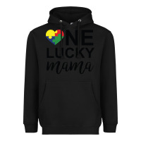 Black one lucky mama Heavyweight Hoodie - CowhideDigitalArt