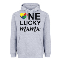 Heather Grey one lucky mama Heavyweight Hoodie - CowhideDigitalArt