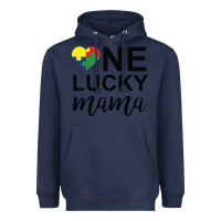 Navy one lucky mama Heavyweight Hoodie - CowhideDigitalArt