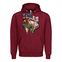 Burgundy Texas 4th of July Zipper Hoodie - FaDigitalArtStudio
