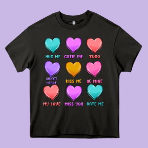Valentine's Day Candy Hearts Heavy Core Tee Designed By Maliassmallbusiness