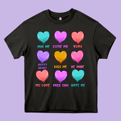 Valentine's Day Candy Hearts Heavy Core Tee Designed By Maliassmallbusiness