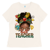 Bone math teacher life afro messy bun Ladies Tee - NancyCooperArtShop