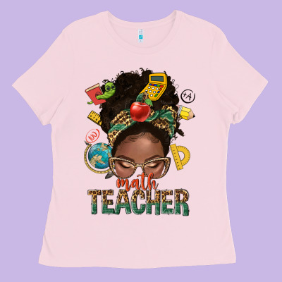 Math Teacher Life Afro Messy Bun Ladies Tee Designed By Nancycooperartshop