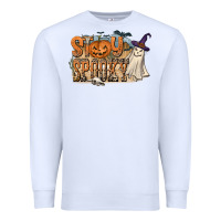White Stay Spooky Premium Sweatshirt - CowhideDigitalArt