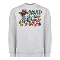 Heather Grey Saved by his grace Easter Day Heavyweight Sweatshirt - HowdyJamesFarm