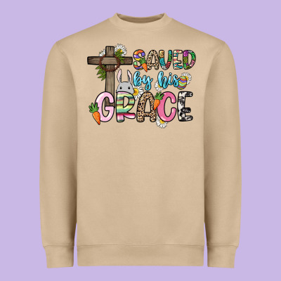 Saved By His Grace Easter Day Heavyweight Sweatshirt Designed By Howdyjamesfarm