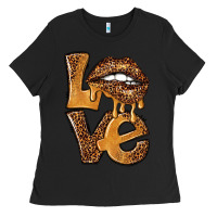 Black love leopard with lips Ladies Tee - NancyCooperArtShop