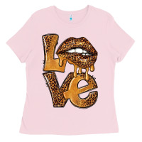 Bubblegum Pink love leopard with lips Ladies Tee - NancyCooperArtShop
