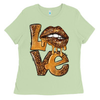 Matcha love leopard with lips Ladies Tee - NancyCooperArtShop