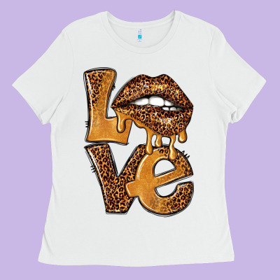 Love Leopard With Lips Ladies Tee Designed By Nancycooperartshop