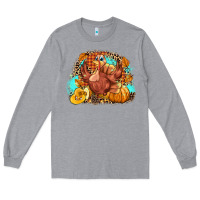 Heather Grey Turkey pumpkins Long Sleeve Tee - NancyCooperArtShop