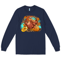 Navy Turkey pumpkins Long Sleeve Tee - NancyCooperArtShop