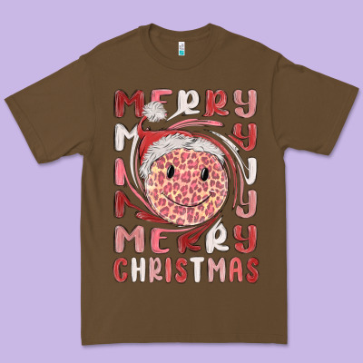 Merry Christmas Smiling Face Premium Tee Designed By Maliassmallbusiness