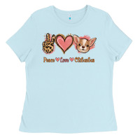 Baby Blue Peace Love Chihuahua Ladies Tee - Jasminsmagicworld